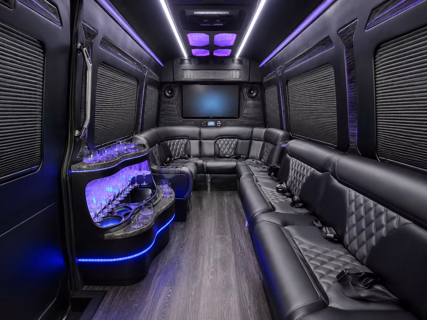 beaverton 18 passenger party bus interior